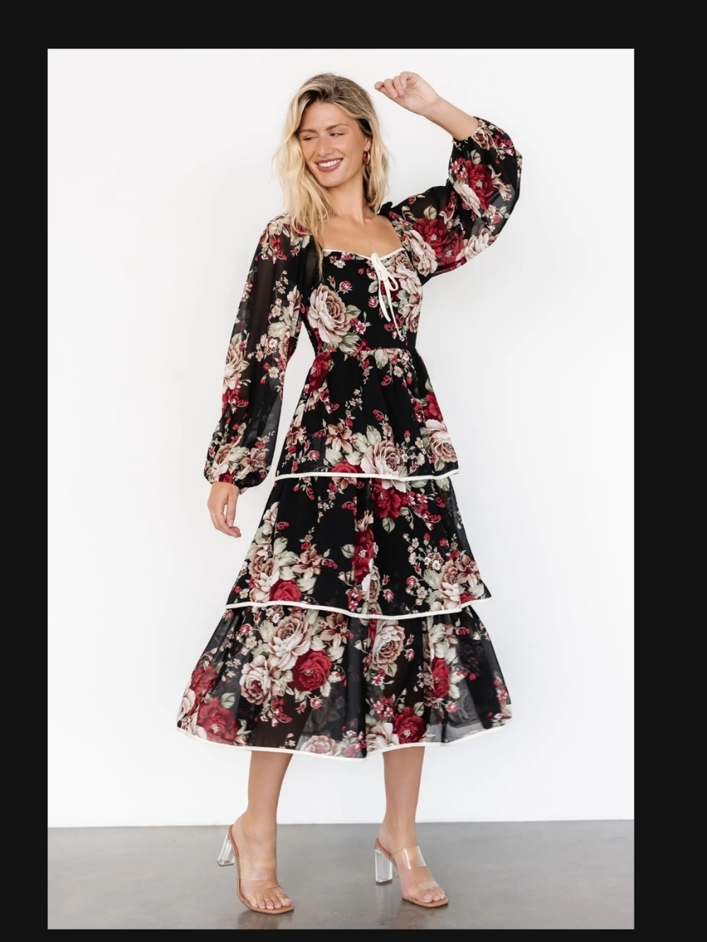 Baltic Born Floral Tiered Midi Dress